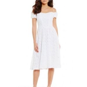 LF Dresses - Womens LF Leslie Fay Off the Shoulder Eyelet Dress LF Dresses - Womens LF Leslie Fay Off the Shoulder Eyelet Dress